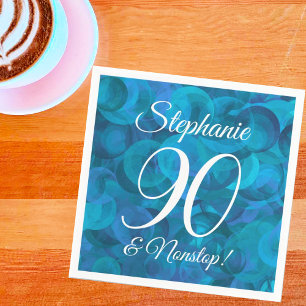 Elegant Ocean Blue 90 and Nonstop Birthday Party Napkin
