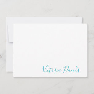 Elegant Ocean Blue Personalised Signature Script Card