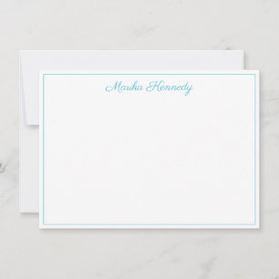 Elegant Ocean Blue Script Border Card