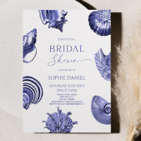 Elegant Ocean Blue Seashells Bridal Shower