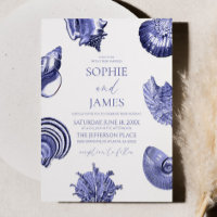 Elegant Ocean Blue Seashells Wedding