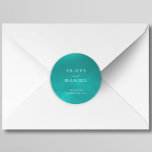 Elegant ocean blue summer destination wedding classic round sticker<br><div class="desc">Whimsical modern sea ocean beach wedding invitation envelope seal or favour packaging round sticker in blue teal with starfish and white typography script. Perfect choice for a modern beach,  seaside,  oceanfront,  coastal,  tropical,  nautical,  cruise or island destination-themed wedding.</div>