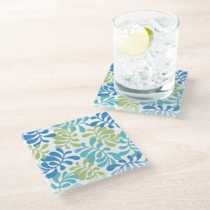 Elegant Ocean Breeze Abstract Leaves Coaster
