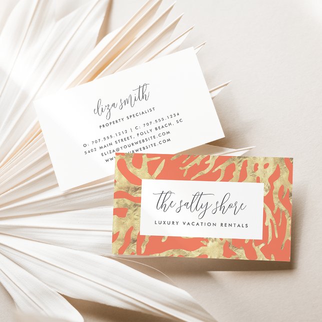 Elegant Ocean Coral Business Card (Creator Uploaded)
