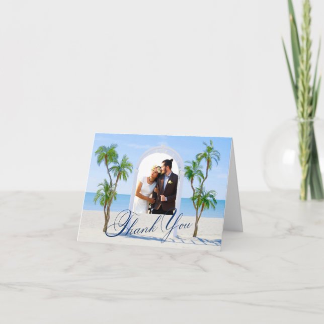 Elegant Ocean Palm Beach Summer Thank You Card (Front)