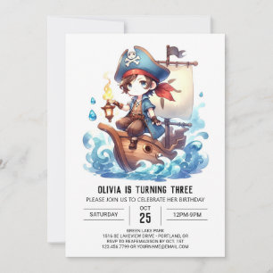 Elegant Ocean Pirate Birthday Invitation