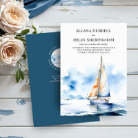 Elegant Ocean Sailboat Watercolor Coastal Wedding