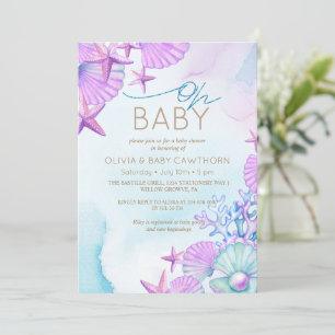 Elegant Ocean shells Beach Baby Shower Invitation
