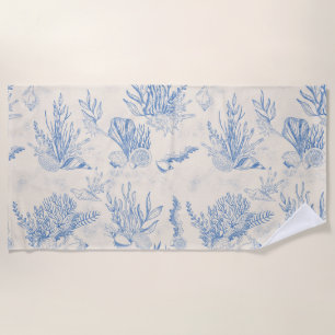 Elegant oceane blue toile beach towel