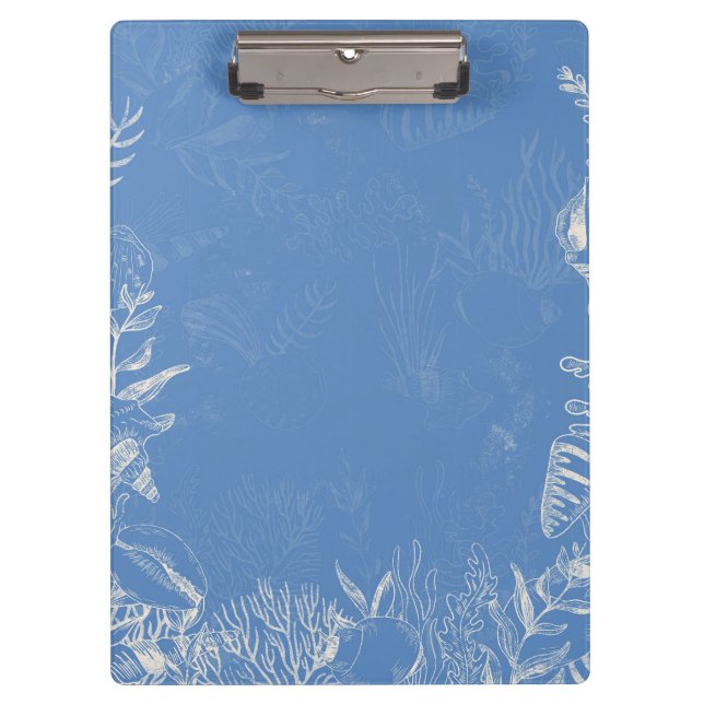 Elegant oceane blue toile clipboard (Front)