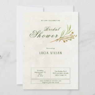 Elegant ochre Cream Green Rustic Bridal Shower Invitation