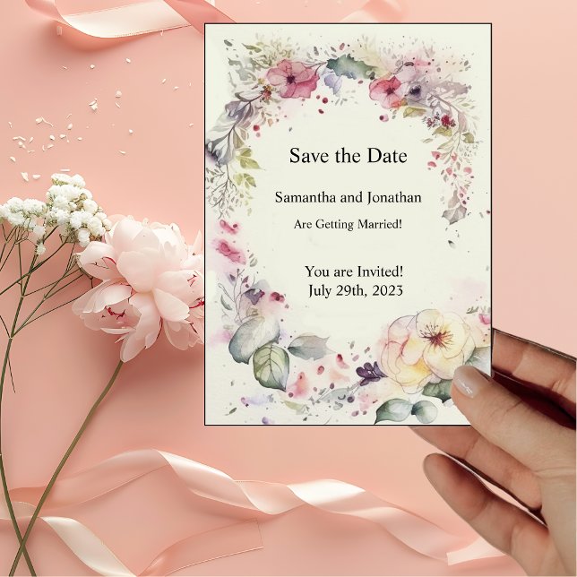 Elegant of Ring Flowers Water Colour Save the Date Invitation (Creator Uploaded)