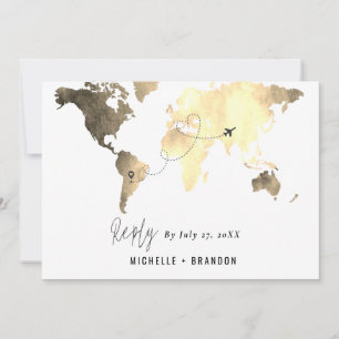 elegant of the blue map of the world R.S.V Thank You Card