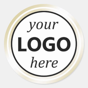 Elegant Off White Colour Gradience Your Logo Here Classic Round Sticker