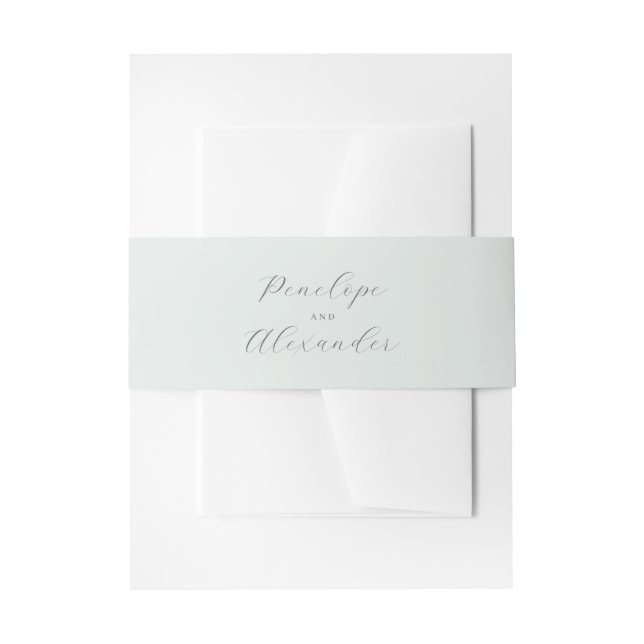 Elegant Off-White Cursive Names Invitation Belly Band (Front Example)