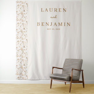 Elegant Off-White Floral Border Tapestry