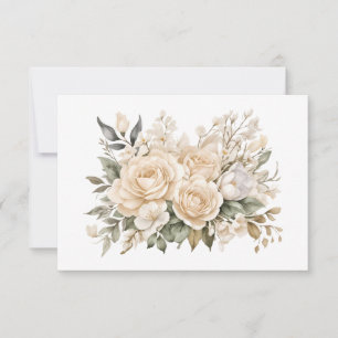 Elegant Off-White Floral Bouquet Flat Card