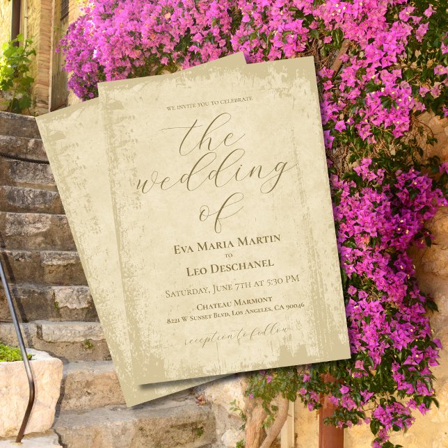 Elegant Off-White Grunge Edge Wedding Invitation (Creator Uploaded)
