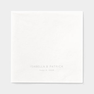 Elegant Off-White Minimalist Names Foil Napkins