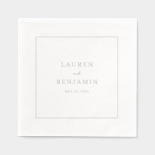 Elegant Off-White Minimalist Typographic Foil Napkins