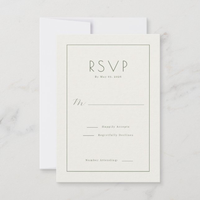 Elegant Off-White RSVP Card (Front)