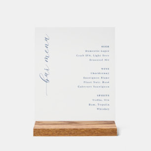 Elegant Off-White Serif Bar Menu Acrylic Sign