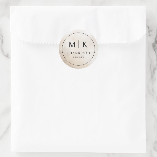 Elegant Off-White Thank You Classic Round Sticker (Bag)