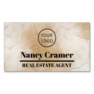 Elegant Office Door Marble Gold Real Estate Agent Magnetic Business Card