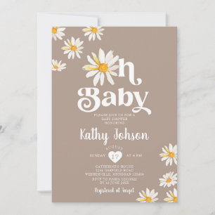 Elegant Oh Baby Daisy Flowers Boho Baby Shower Invitation