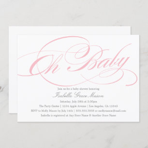 Elegant Oh Baby In Pink Baby Shower Invitation