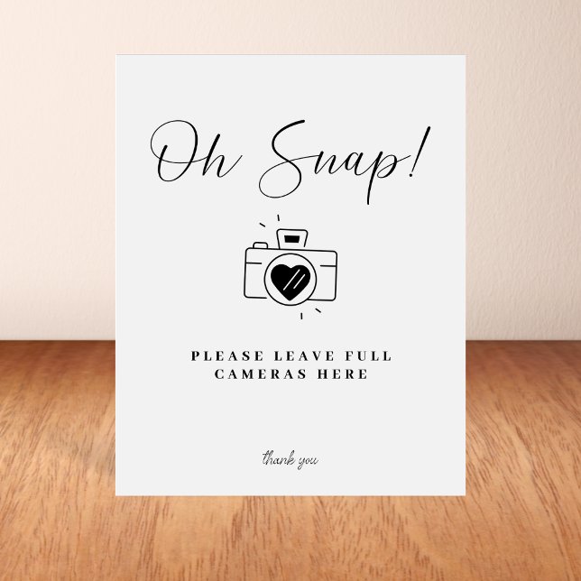 Elegant Oh Snap Disposable Camera Wedding Sign (Creator Uploaded)
