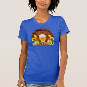 Elegant Oktoberfest Beer, Keg, Chrysanthemums T-Shirt