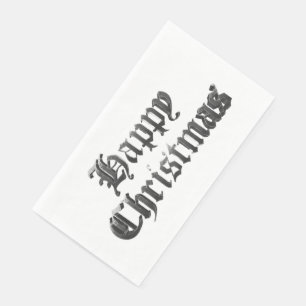 Elegant Old English Lettering Happy Christmas Napkin