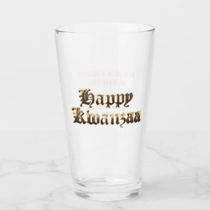 Elegant Old English Lettering Happy Kwanzaa Glass