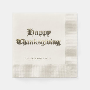 Elegant Old English Lettering Happy Thanksgiving Napkin