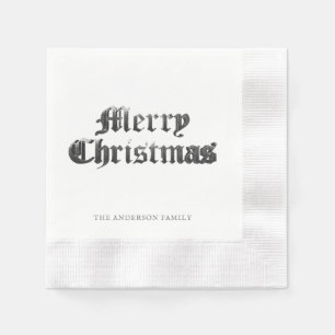 Elegant Old English Lettering Merry Christmas Napkin