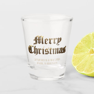 Elegant Old English Lettering Merry Christmas Shot Glass