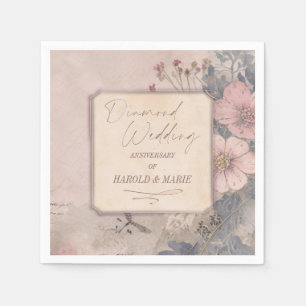 Elegant Old Fashioned 60th Diamond Wedding Napkin