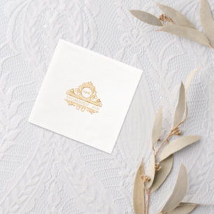 Elegant Old Money Aesthetic Wedding Crest Monogram Foil Napkins