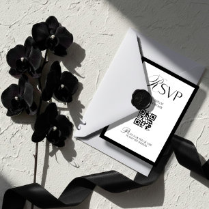 Elegant Old Money Black and White RSVP Card