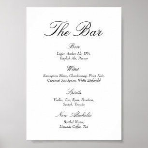 Elegant Old Money Black and White Wedding Bar Poster