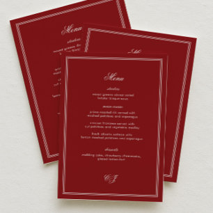 Elegant Old Money Burgundy Wedding Menu