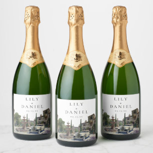 Elegant Old Money Country Estate Wedding Sparkling Wine Label