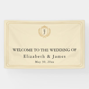 Elegant Old Money Crest - Ivory & Gold Wedding Banner