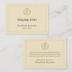 Elegant Old Money Crest - Ivory & Gold Wedding Card