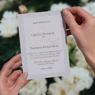 Elegant Old Money Script Neutral Stripe Wedding