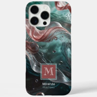 Elegant Old Rose and Emerald Silk Water Typography