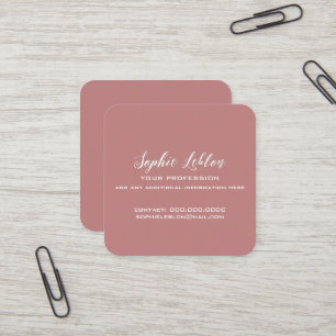 Elegant Old-Rose Square Card with Script Name