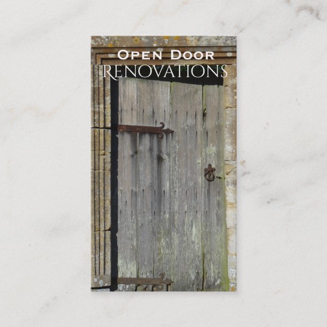 Elegant Old Wood Door Business Card (Front)