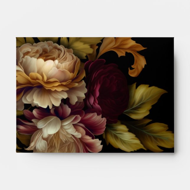Elegant Old World Dark Floral Bouquet Envelope  (Front)
